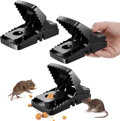 XL Rat Trap 14 cm - Set van 3 Herbruikbare Vallen van Robuust Plastic en Staal voor Thuis, Kelder, Garage en Tuin