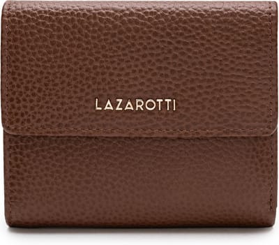 Lazarotti Leren portemonnee Bologna Leather Wallet With 8 Card Slots Brown bruine