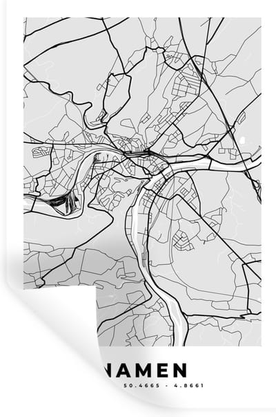 Muurstickers - Sticker Folie - België – Namen – Stadskaart – Kaart – Zwart Wit – Plattegrond - 20x30 cm - Plakfolie - Muurstickers Kinderkamer - Zelfklevend Behang - Zelfklevend behangpapier - Stickerfolie
