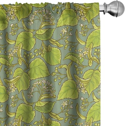 ABAKUHAUS – Gordijnen met bladeren en bloemen – 2x75x175 cm – Mikrofaser