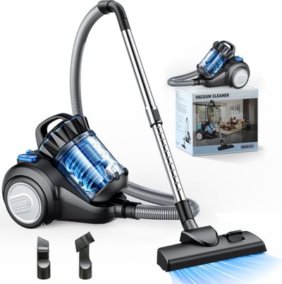 Zakloze stofzuiger met Super Turbo-borstel – 800W, <60 dB stil, 2,2L capaciteit, 6 m kabel, krachtige zuigkracht, H12 HEPA-filter, geschikt voor harde vloeren en tapijt