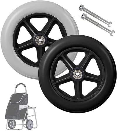 Rolstoel Wielen - Vervangende Wielen - Mobiliteit Verbeteren - Massief Rubber Materiaal - 20 Cm Diameter - Zwart