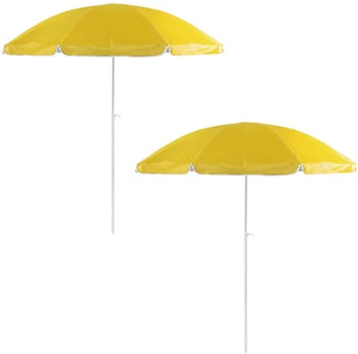 Strand/tuin parasol verstelbaar - 2x - geel - nylon - 200 cm - UV bescherming