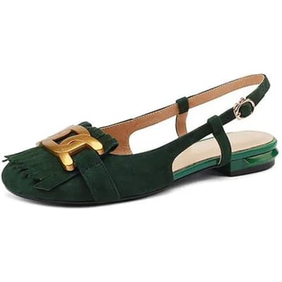 Zomersandalen Schoenen Lage Hak Dames Sandalen Mode Metalen Gesp Schapensuède Sandalen Kwastje Dames Pumps Damesschoenen Groen 37 gray