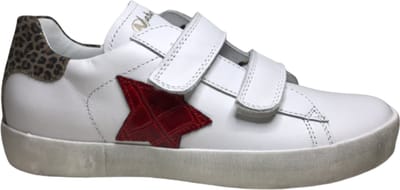 Naturino Mt 34 velcro's croco rode ster lederen sneakers Annie Wit leopard