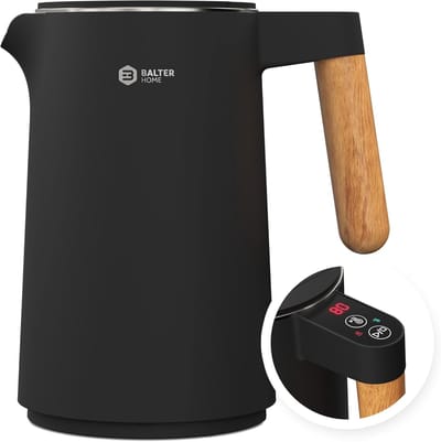 Waterkoker met Temperatuurregeling - 1,5 Liter Elektrische Waterkoker - Warmhoudfunctie, LED Display, Dubbelwandig, 2200W Zwart