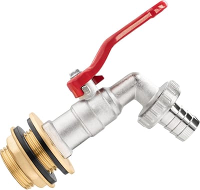 Famanu – Regenton doorvoer met kogelkraan - 3/4 inch messing - inclusief afdichting - kraanset voor regenton en watertank