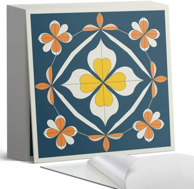 Coloray Plaktegels - Bloemenpatroon met symmetrie Zelfklevende Tegels - 20 cm x 20 cm - Marine Plaktegels - 20 stuks - Vierkant PVC Tegels - Plaktegels Badkamer - Plaktegels Vloer - Vinyl Tegels Zelfklevend - Wandtegel Zelfklevend