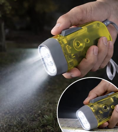 Knijpkat Zaklamp I Dynamo Zaklamp I 3x LED I Hoge Levensduur Diode I 25 Lumen I Geel
