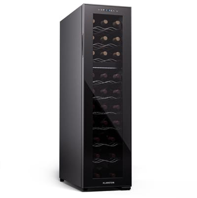 Klarstein vrijstaande wijnkoelkast 2 zones, drankkoelkast klein, kleine wijnkoelkast, wijn koelkast klein met glazen deur, indoor/outdoor flessenkoelkast, wine fridge, 27 flessen - 83L 60 cm - Touch - Wijnklimaatkast - Wijnkast