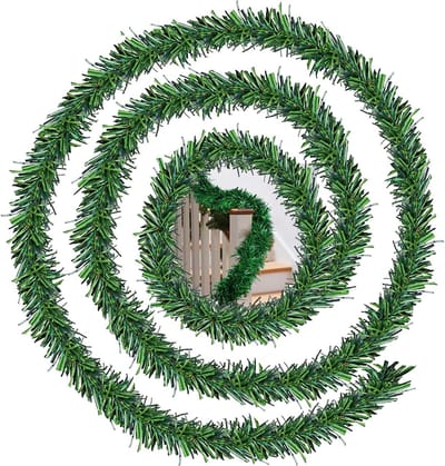 5M Kunstkerstboom Krans met Nepleaves, Groene Dennenkrans voor Trappen en Feestdecoratie, Perfect voor Kerstmis en Vakantieversiering