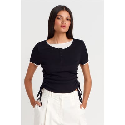 Dames Katoenen Slim Fit Ronde Hals T-shirt