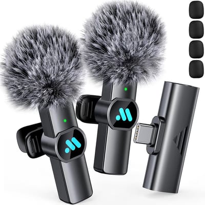 Draadloze Microfoon - 2 Stuks - Lavalier - Windshields - Dasspeld - Type-C - Plug & Play - Zwart