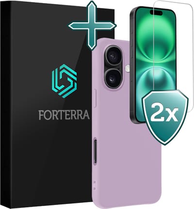 Hoesje Met 2x Screenprotector - Geschikt voor Apple iPhone 16 - Sterk & Shockproof - Telefoon Hoes - Back Cover - Siliconen Case - Lila