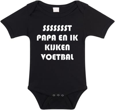 Rompertjes baby - papa en ik kijken voetbal samen - baby kleding met tekst - kraamcadeau jongen - maat 92 zwart
