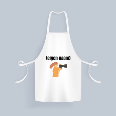 Akyol - fotograaf vrouw met eigen naam Keukenschort - Fotograaf - fotografen - leuk cadeau voor iemand die houd van foto's maken - cadeau - kado - 82 bij 71 cm