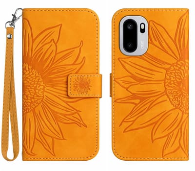 Coverup Hoesje - Geschikt voor OnePlus 15R Hoesje - Coverup Zonnebloem Book Case met Koord - Oranje