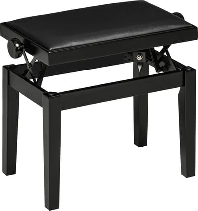MODFU Voetenbank 63x33x45-56 cm van kunstleer, in hoogte verstelbaar, zwart