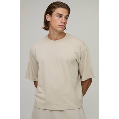 Essentieel Oversized Boxy Fit T-shirt | Stone | Size XL
