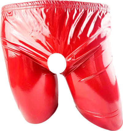 BamBella ® - Boxer short Maat S/M Datex Rood (Latex en stof SM kleding BDSM erotische heren kleding ondergoed lingerie onderbroek zwart