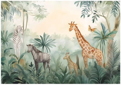 WALLARENA - Fotobehang - 150x105 cm - leuke dieren uit het bos voor de kinderkamer