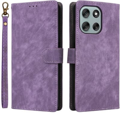 Coverup Hoesje - Geschikt voor Motorola Moto G56 Hoesje - Coverup Book Case met Koord - Paars