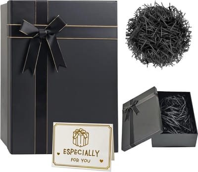 Elegante Geschenkdoos met Deksel - 28x20x9 cm - Inclusief Strik, Wenskaart & Papiersnijwerk