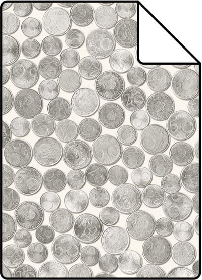 Proefstaal Origin Wallcoverings behang metallic munten ivoor wit en grijs - 26,5 x 21 cm - 347459-S