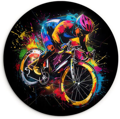 WallCircle® Wandcirkel 120x120 cm - Muurcirkel Graffiti - Sport - Wielrennen - Fiets - Hobby - Kinderkamer - Muurdecoratie woonkamer - Wanddecoratie slaapkamer - Kamer decoratie accessoires - Ronde schilderijen - Woonaccessoires cirkel