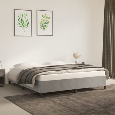 vidaXL - Bedframe - zonder - matras - 160x200 - cm - fluweel - lichtgrijs