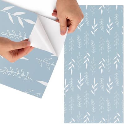 Tulup Meubelfolie - Bladmotief Meubel Wrap Folie - 75x150 cm - Blauw Meubelfolie - Meubel Wrap Folie - Minimalist Meubelfolie - Plakfolie Meubels - Keuken decoratie - Bloemen en planten