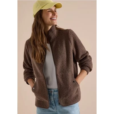 Teddyjasje met opstaande kraag in effen kleur