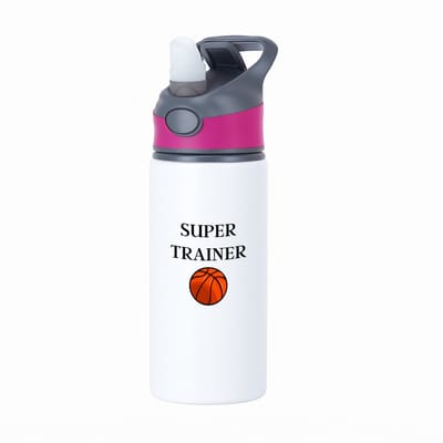 Hacebo® - Super trainer waterfles met rietje roze - Sport - coach - basketbal - Trainer - geschenk - verjaardag - love gift - water fles - 650ML