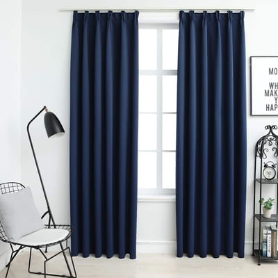 vidaXL - Gordijnen - verduisterend - met - haken - 2 - st - 140x225 - cm - blauw