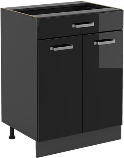 Keukenonderkast met Lade 60 cm Zwart Hoogglans Modulair Systeem