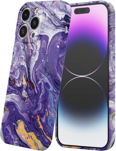 Smartphonica Telefoonhoesje Geschikt voor iPhone 14 Pro Max met Paars Goud Marmer Opdruk - Flexibel Softcase TPU - Backcover Case Paars Gold Marble Design geschikt voor iPhone 14 Pro Max