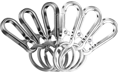 Dailygoods- Karabijnhaken 6 stuks - Sleutelhangers - Kleine metalen karabijnhaken - Afneembare karabijnhaken - Sleutelring - Zinklegering, 7 cm lengte - Sleutelhanger