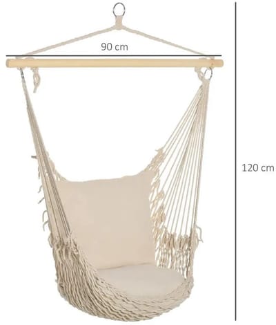 ACEP Hangstoel met kussens - Hangmat - Wit - Katoen - Hangmand - Incl Kussens - Hangmatten - Hangstoelen - Schommelbank