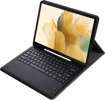 Hoes Geschikt voor Samsung Galaxy Tab S7 FE - Toetsenbord Case - Keyboard Book Cover - Hoesje - Zwart