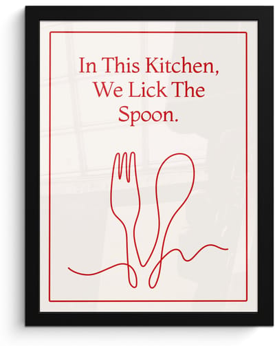 Poster in lijst - Fotolijst 30x40 cm - Posters - Minimalistisch - Vork - Lepel - Lijntekening - Posterlijst zwart - Decoratie - Wanddecoratie woonkamer - Muurdecoratie slaapkamer