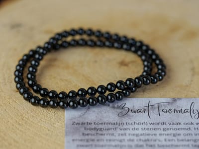 Zwart toermalijn armband met 4mm kralen - edelstenen - Perfect cadeau voor mannen en vrouwen - Inclusief uitleg - Spiritueel - Black Tourmaline - Protection - Tegen straling - Ontspanning - Aarding - Stress - 100% NATUURLIJK