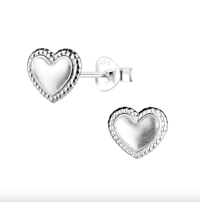 WeLoveSilver oorstekers - hartjes zilver - 925 sterling - bolletjesrand