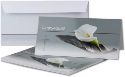 50 Rouwbedankkaarten met Enveloppen DIN Lang 21x19,8 cm Hoogglans
