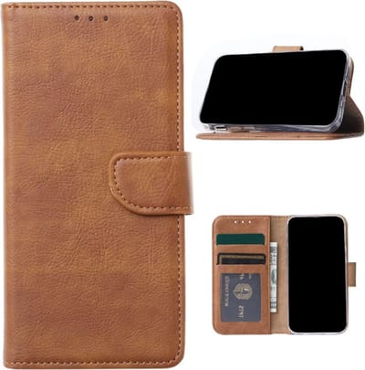 Bookcase Telefoonhoesje Geschikt voor Samsung Galaxy A55 - Hoesje - Ruimte voor 3 pasjes - Magneetlipje - Portemonnee - FuturiQ - Lichtbruin