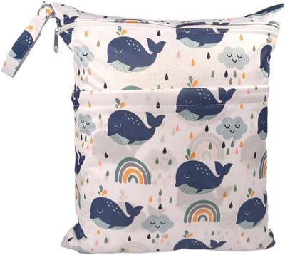 Waterdichte Luiertas met Cartoon Dierenprint, Herbruikbare Wet Dry Bag voor Kinderen, Ideaal voor Luiers en Reisaccessoires