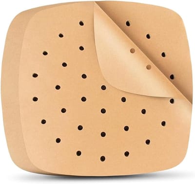 Famanu – Airfryer bakpapier 100 vellen 21x21 cm, geperforeerd vetvrij papier voor airfryer en oven