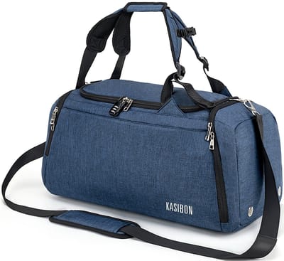 Wishdor Sporttas 42L met Schoenenvak en 13" Laptopvak – Waterafstotend Polyester, 9 Vakken, Draagtas, Schoudertas of Reistas – Blauw