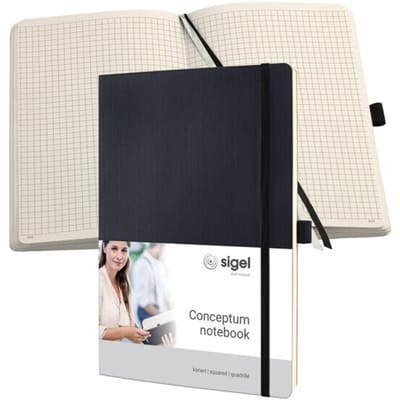 Sigel notitieboek Conceptum Pure A4 softcover zwart 194 pagina's 80 grams ruit