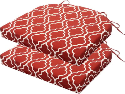 Tuinstoelkussens Set - Buitenkussens Terras - Comfortabel Zitten - Waterdichte Stof - 43 x 40 cm - Wijnrood Geometrie