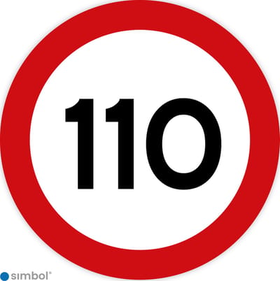 Simbol - Stickers 110 km - Maximaal 110 km/u - Duurzame Kwaliteit - Formaat ø 15 cm.